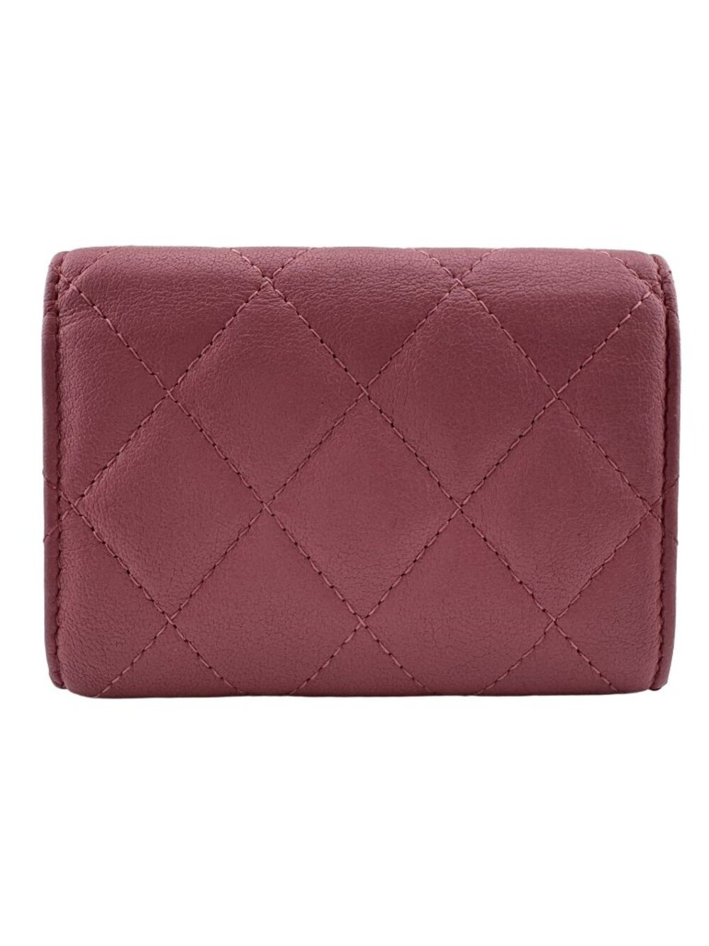 Chanel Quilted CC Logo Mademoiselle Lambskin Pink Bifold Wallet Compact Coin